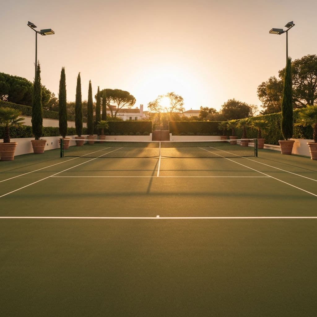 Court de ténis ao pôr do sol em Lisboa